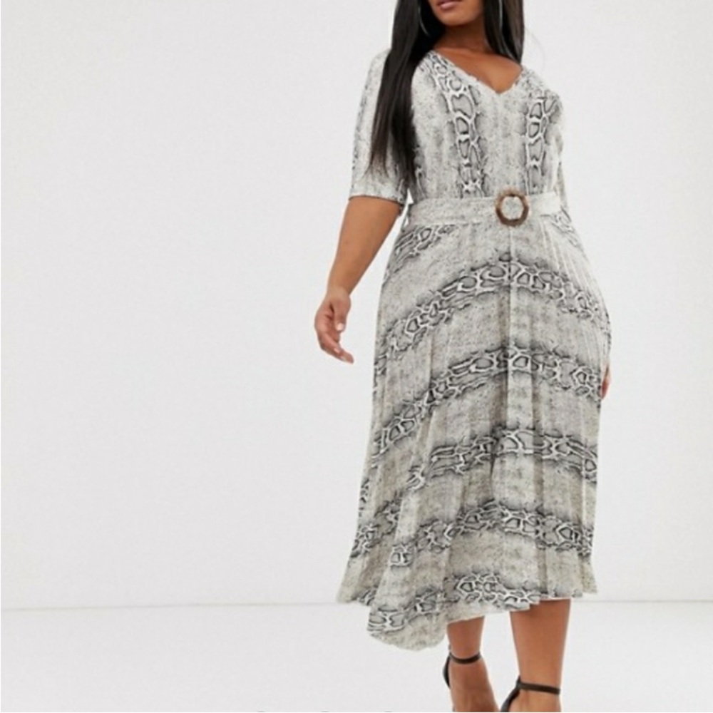 ASOS Curve Snake Print Midi Dress in Gray - Picture 5 of 6